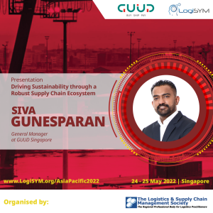 Mr Siva, GM of GUUD Singapore presents at LogiSYM APAC 2022, Singapore about digital logistics and supply chain